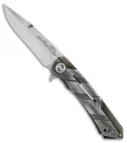 Dew Hara Custom Mina Liner Lock Knife Black Etched Duralumin (3.5" Hand Satin)