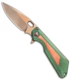 Marfione/Strider Custom MSG-3.5 Flipper Knife Green/Copper (3.5"  Bronze Satin)
