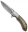 Olamic Cutlery Wayfarer Compact Flipper Knife Green Micarta/HCVD (3.5" Damascus)
