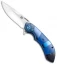 Olamic Cutlery Wayfarer Compact Flipper Knife Blue Patchwork (3.5" Mirror)