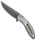 Pro-Tech Custom Cambria Flipper Knife SS w/ Black Lip Pearl (3.5" Damascus)
