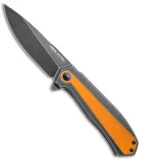 Real Steel Flying Shark Frame Lock Knife Orange G-10 (4" Black Stonewash) T109