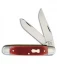 Queen Cutlery City Cigar Trapper Traditional Pocket Knife 4.125" Red Sawcut Bone