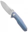 Rike Knife 1504A Frame Lock Flipper Knife Blue Ti (3.75" M390 Bead Blast)
