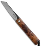 Kansei Matsuno Custom F011 Medium Friction Folder Knife Knot Wood  (3" Satin)
