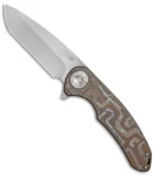 Curtiss Knives F3 Large Frame Lock Knife Torched Titanium (3.75" Stonewash)