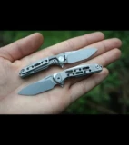 Rike Knife Mini Frame Lock Flipper Knife Titanium (1.5" Bead Blast)
