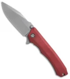 Heretic Knives Wraith Flipper Knife Red Aluminum (3.625" Stonewash)