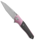 Maxace Dwemer Assassin Liner Lock Knife Carbon Fiber/ Purple Ti (3.8" Stonewash)