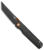 Stedemon Shy IV Standard Tanto Knife Water Flow Carbon Fiber (3.8" Smokewash)