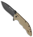 Real Steel E77 Liner Lock Knife Tan G-10 (3.25" Black Stonewash)