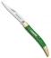 Remington Totem Toothpick Traditional Pocket Knife 3.625" Green Jigged Bone