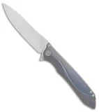 Custom Knife Factory MILK Frame Lock Knife  Blue Titanium (4.25" Hand Satin)