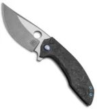 TuffKnives Geoff Blauvelt Custom Catalyst O Flipper Knife Marble CF  (Acid SW)