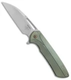 Ferrum Forge Les George Masterblaster Flipper Knife Flying V Green Ti (3.6" SW)