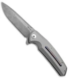 Reate Knives New Epoch Frame Lock Knife Titanium w/Mokuti Inlay (3.5" Damasteel)