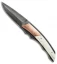 Corrie Schoeman X-Corpion Flipper Knife Giraffe Bone/Copper  (3.25" Damascus)
