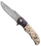 George Muller LL-BB Flipper Knife Mammoth Molar/Damascus (3.75" Damasteel)