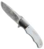 George Muller LL-BB Flipper Knife Mother of Pearl/Zirconium (3.75" Damasteel)