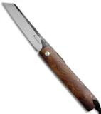 Kansei Matsuno Custom F011 Large Friction Folder Knife Dark Wood (3.375" Satin)
