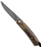 Kansei Matsuno Custom DB07 Friction Folder Knife Burl Wood (3" Damascus)