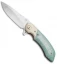 Olamic Cutlery Wayfarer Flipper Knife Green Twill/Bronzed Ti (4" Mirror) W906