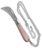 Wild Boar Pink Acrylic Knife Necklace w/Silver Chain (1.5" Satin)