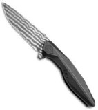 Rike Knife 1508S Integral Framelock Flipper Black Ti (3.25" Damascus)