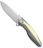 Rike Knife 1508S Integral Framelock Flipper Gold/Blue Ti (3.25" Bead Blast)