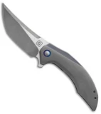 TuffKnives Geoff Blauvelt Custom Persian Flipper Knife Blue Ti (3.5" Acidwash)
