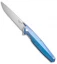 Rike Knife 1507s Kwaiken Framelock Flipper Blue Titanium (3.75" Bead Blast)
