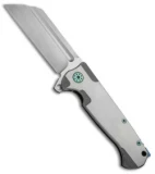Andre de Villiers Classic Butcher Flipper Knife Satin/Green Ti (4" Satin) AdV