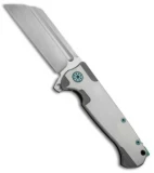 Andre de Villiers Classic Butcher Flipper Knife Satin/Teal Ti (4" Satin) AdV