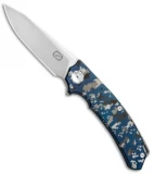 Stedemon Knife Co. ZKC C-01B Flipper Knife Blue Camo Ti (3.875" Stonewash)