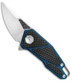 Stedemon Knife Co. ZKC A01 Flipper Knife CF/Blue Tititanium (2.5" Satin)