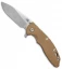 Hinderer Knives XM-18 3.5 Slicer Frame Lock Knife Tan G-10/Blue Ti (Stonewash)