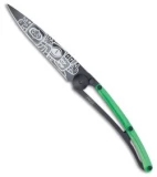 Deejo 37g Peace Tattoo Ultra-Light Frame Lock Knife Green (3.75 Black)
