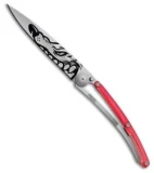 Deejo 37g Winter Tattoo Ultra-Light Frame Lock Knife Red (3.75 Gray)