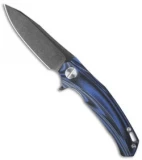 Stedemon Knife Co. ZKC Flipper Knife Black/Blue G-10 (4" Black SW) D-01