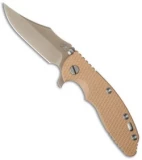 Hinderer Knives XM-18 3.5 Bowie Flipper Knife Sand G-10 (Battle FDE)