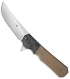Jason Clark Kwaiken Flipper Knife Carbon Fiber/Brown G-10 (3.5" Satin)