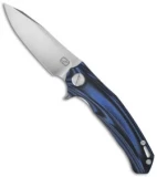 Stedemon Knife Co. ZKC Flipper Knife Black/Blue G-10 (4" Satin) D-01