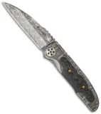 Allen Elishewitz Custom Damascus Frame Lock Knife Carbon Fiber (3.25" Damascus)