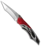 Dew Hara Custom Ni Liner Lock Knife Black/Red/Silver (3.75" Mirror) Japan