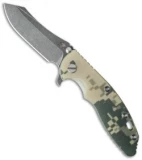 Hinderer Knives XM-18 3.5 Skinner Flipper Knife ACU Camo G-10 (Black)