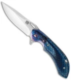 Olamic Cutlery Wayfarer Compact Flipper Knife Blue Twill CF (3.5" Satin)