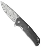 LionSteel Three Rapid Exchange Flipper Knife Carbon Fiber (2.8" Damascus) TREDT