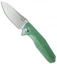 Rike Knife 1504A Framelock Flipper Knife Green Titanium (3.75" Stonewash)