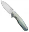 Rike Knife 1504B Framelock Flipper Knife Gold/Blue Titanium (3.75" Bead Blast)
