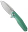 Rike Knife 1504B Framelock Flipper Knife Green Titanium (3.75" Stonewash)